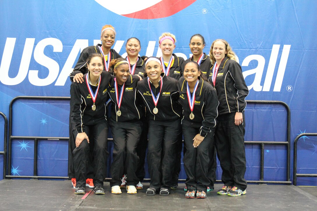 Army Women capture their third straight Armed Forces Volleyball gold medal during the 2015 Armed Forces Volleyball Championship held in conjunction with the USA Volleyball National Championship at the COBO Center in Detroit, Mich. 22-24.