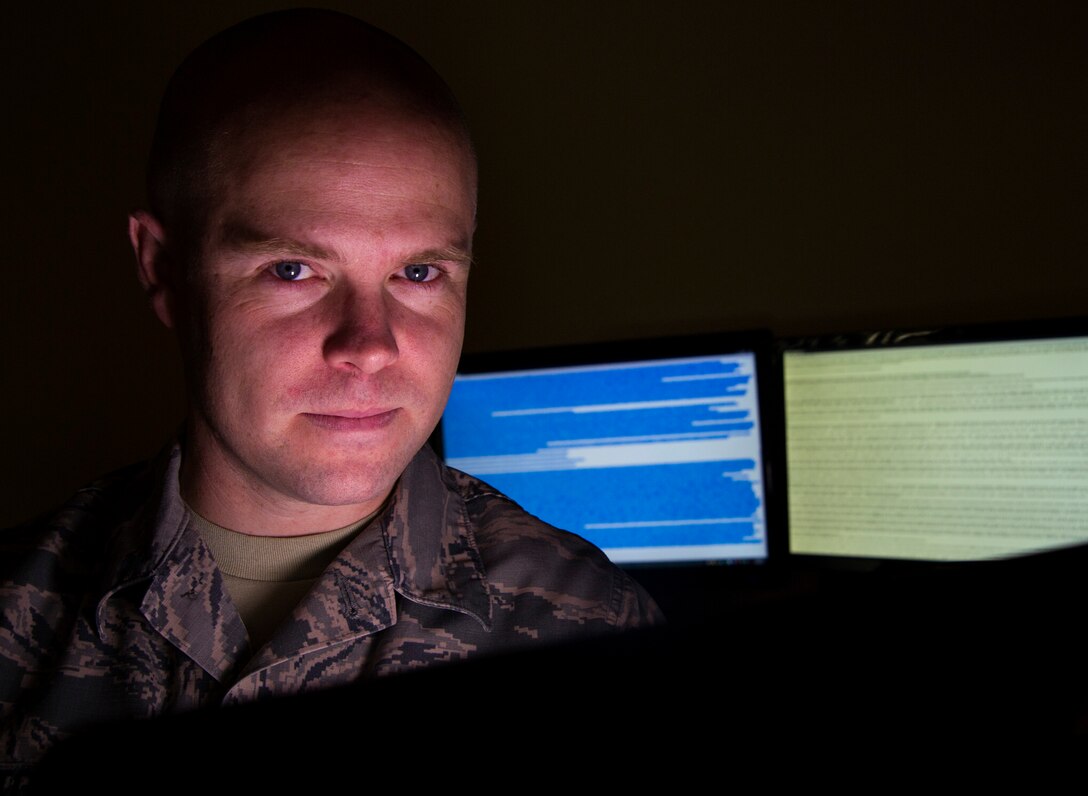 Tech. Sgt. Kevin is a 15th Reconnaissance Squadron intelligence operations supervisor and the intelligence flight NCO in charge at Creech Air Force Base, Nev. He created a program called Squadron Intelligence Reconnaissance Interface, codenamed SIRI, which is an application used by remotely piloted aircraft crew members to execute the mission more efficiently while being more situationally aware. SIRI helps aircrews by acting as a search engine to quickly relay conversions, locations, abbreviations and other information resulting in over 58 command functions on the most used secure internet relay chat by RPA aircrews. (U.S. Air Force photo/Airman 1st Class Christian Clausen)