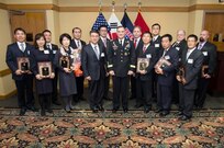 Gen. Curtis M. Scaparrotti, United Nations Command, Combined Forces Command, United States Forces Korea commander, recognizes the dedication and hard work put forth by the ROK and U.S. civilians of United States Forces Korea during the Civilian of the Year awards ceremony at the Dragon Hill Lodge on United States Army Garrison Yongsan, South Korea, Nov. 20, 2013. U.S. Army Photo/Sgt. Brian Gibbons