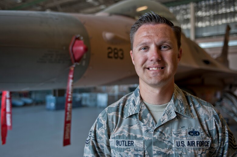 “I remember when I was growing up, me and my dad went to airshows, which is what got me interested in the Air Force and I want my kids to experience that as well.” – Tech. Sgt. Brad Butler, 57th Aircraft Maintenance Squadron Viper Aircraft Maintenance Unit flight line expeditor.(U.S. Air Force photo by Airman 1st Class Jake Carter)
