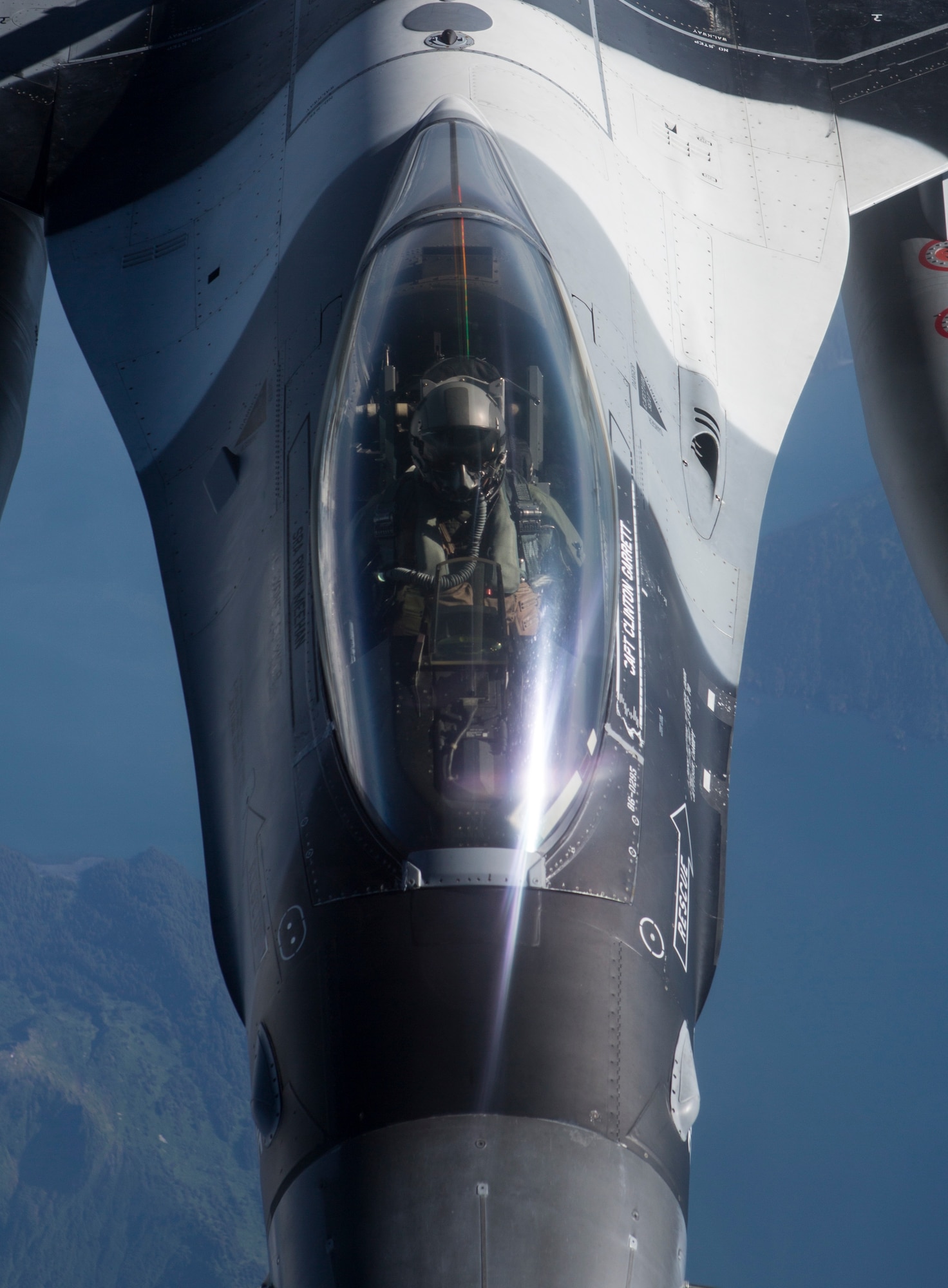A U.S. Air Force F-16 Fighting Falcon assigned to the 354th Fighter Wing, Eielson Air Force Base, Alaska, conducts a training mission over the Joint Pacific Alaska Range Complex June 16, 2015, during Exercise Northern Edge 15. Northern Edge is Alaska’s premier joint training exercise designed to practice operations, techniques and procedures as well as enhance interoperability among the services. Thousands of service members from active duty, Reserve and National Guard units are involved. (U.S. Marine Corps photo by Cpl. Suzanne Dickson/ Released)