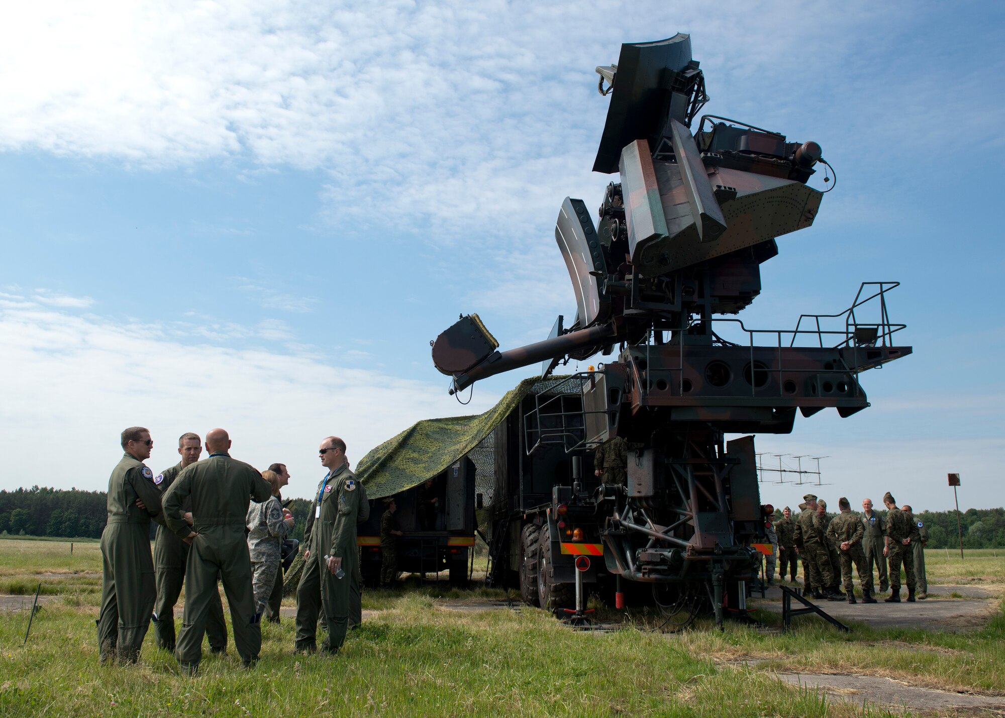 U.S. and Bulgarian Air Force Airmen get a tour of the SA-3 surface-to-air missile system at Łask Air Base, Poland, June 11, 2015. U.S. Airmen from Spangdahlem AB, Germany, and the South Carolina Air National Guard, are deployed to Łask AB in support of the F-16 Fighting Falcon Aviation detachment rotation. The AVDET is an opportunity for Airmen to hone their skills in a forward location while participating in bi-lateral training with a key ally, Poland. (U.S. Air Force photo/Tech. Sgt. Paul Villanueva II)