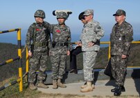 Gen. Curtis M. Scaparrotti, United Nations Command, Combined Forces Command, United States Forces Korea commander, meets with Republic of Korea marines during a visit to Paengnyong-Do island, South Korea, Oct. 17, 2013. U.S. Army Photo/Sgt. Brian Gibbons