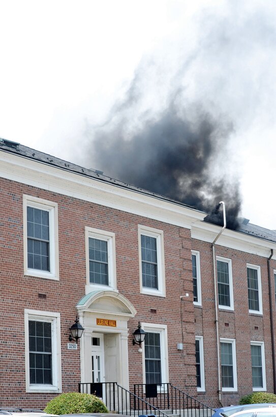 At approximately 11:45 a.m. on June 11, thick black smoke began pouring from the roof at Lejeune Hall aboard Marine Corps Base Quantico. A planned power outage activated the generator, which began malfunctioning and emitting the smoke. Everyone was evacuated from the building safely, and there were no injuries. The MCBH Fire Department, along with crews from Stafford and Prince William County, responded immediately, cutting power to the generator and securing the building. There was no damage to the building other than a smoke stain on the roof.