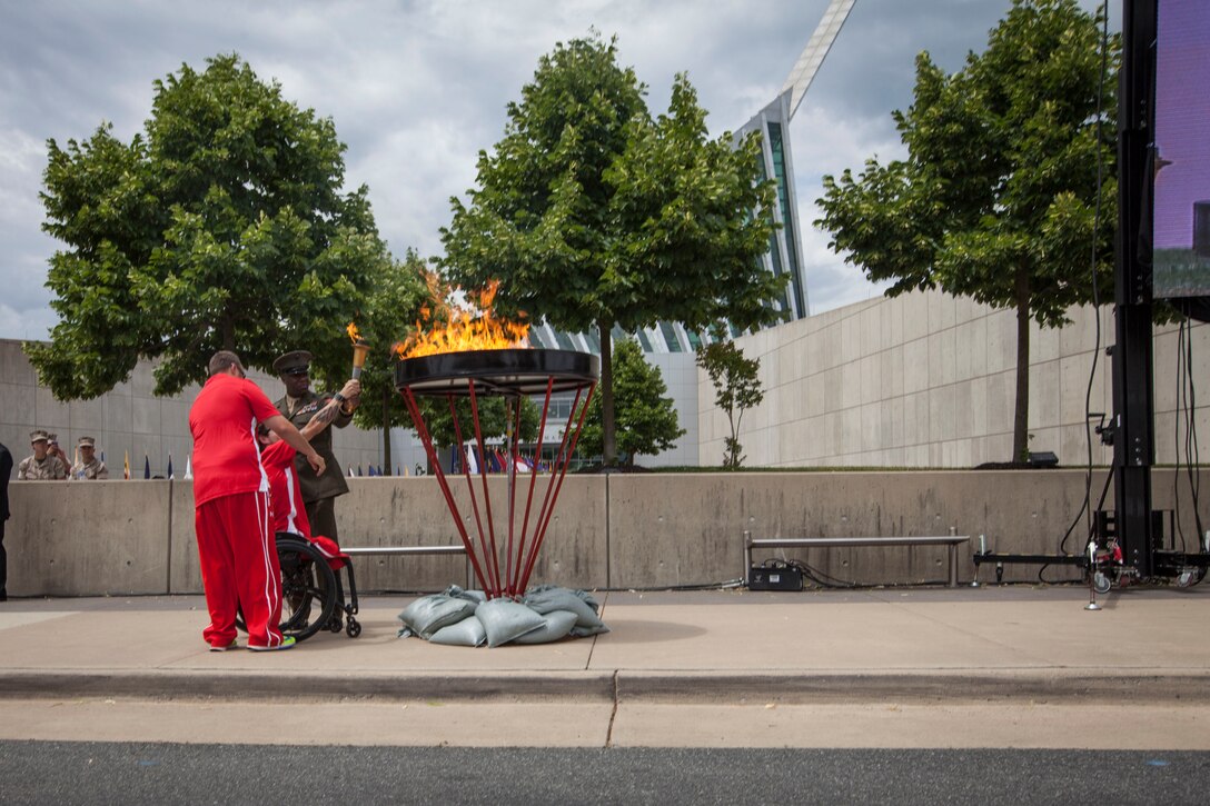 Sgt.Maj Ronald L. Green, the 18th Sergeant Major of the Marine Corps, attends the opening ceremonies of the 2015 Department of Defense Warrior Games at the National Marine Corps Museum, Quantico, Va., June 19, 2015. (U.S. Marine Corps photo by Sgt. Melissa Marnell/Released)