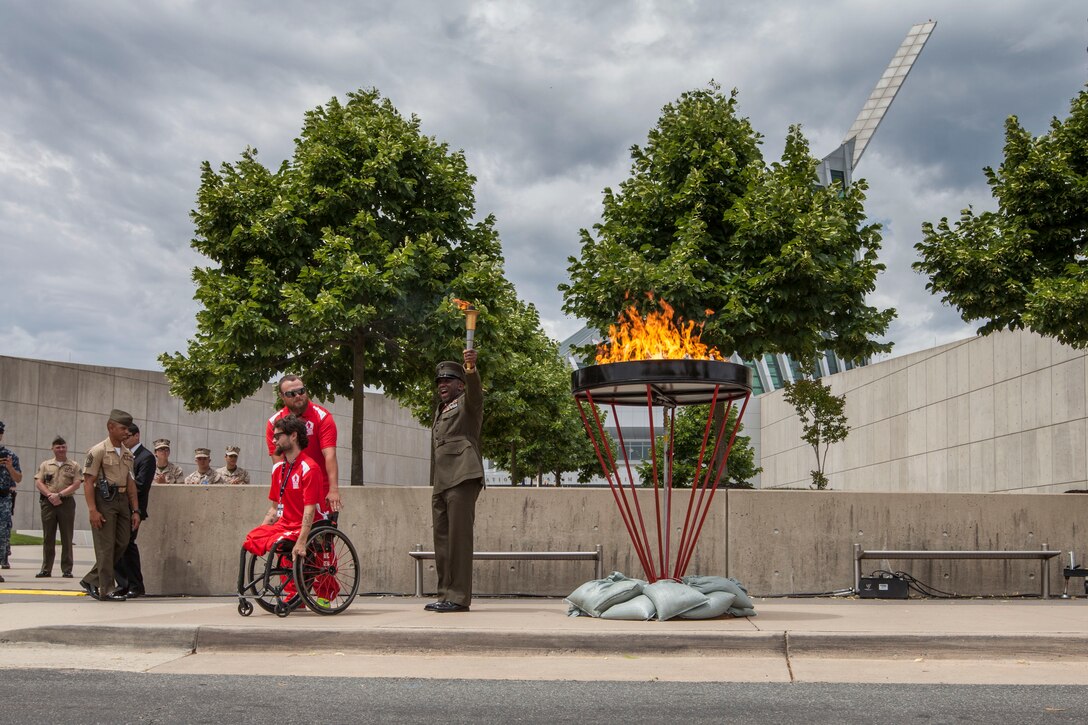 Sgt.Maj Ronald L. Green, the 18th Sergeant Major of the Marine Corps, attends the opening ceremonies of the 2015 Department of Defense Warrior Games at the National Marine Corps Museum, Quantico, Va., June 19, 2015. (U.S. Marine Corps photo by Sgt. Melissa Marnell/Released)