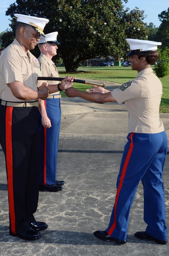 Sgt. Maj. Stephanie K. Murphy becomes the highest ranking senior enlisted noncommissioned officer of Marine Corps Logistics Command during a post and relief ceremony at Covella Pond, June 19, here. Murphy replaced Sgt. Maj. Joseph Davenport who has served more than 31 years in the Marine Corps and with LOGCOM since October 2012. Murphy comes to LOGCOM and Albany, Georgia, after serving as the sergeant major of Officer Candidate School in Quantico, Virginia, since March 2013.

The above news release gives more details.

Photos are by Marti Gatlin

Caption for the photos:

Sgt. Maj. Stephanie K. Murphy becomes the highest ranking senior enlisted noncommissioned officer of Marine Corps Logistics Command during a post and relief ceremony at Covella Pond, June 19, here. Murphy replaced Sgt. Maj. Joseph Davenport who has served more than 31 years in the Marine Corps and with LOGCOM since October 2012. Murphy comes to LOGCOM and Albany, Georgia, after serving as the sergeant major of Officer Candidate School in Quantico, Virginia, since March 2013.

http://ice.disa.mil/index.cfm?fa=card&sp=87337&s=361&dep=*DoD&sc=2


