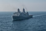 150327-N-UF697-011 WATERS EAST OF THE KOREAN PENINSULA (March 27, 2015) The forward-deployed amphibious transport dock ship USS Green Bay (LPD 20) arrives on station for a photo exercise during the Korean Marine Exchange Program (KMEP).  U.S. Sailors and Marines from the Bonhomme Richard Amphibious Ready Group (ARG) and the 31st Marine Expeditionary Unit (MEU) are participating in the KMEP in the Republic of Korea (ROK) with the ROK Marine Corp and Navy. The Bonhomme Richard ARG is comprised of the amphibious assault ship USS Bonhomme Richard (LHD 6), the amphibious transport dock ship USS Green Bay (LPD 20), the Whidbey-island class amphibious dock landing ship USS Ashland (LSD 48) and the embarked 31st Marine Expeditionary Unit (MEU). (U.S. Navy photo by Mass Communication Specialist 3rd Class Kevin V. Cunningham/Released)