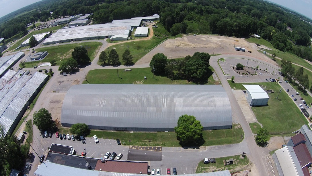 Pavement testing in Hangar 4, shown in this aerial shot, began in the early 1940’s and continued until it was torn down in 2015. 