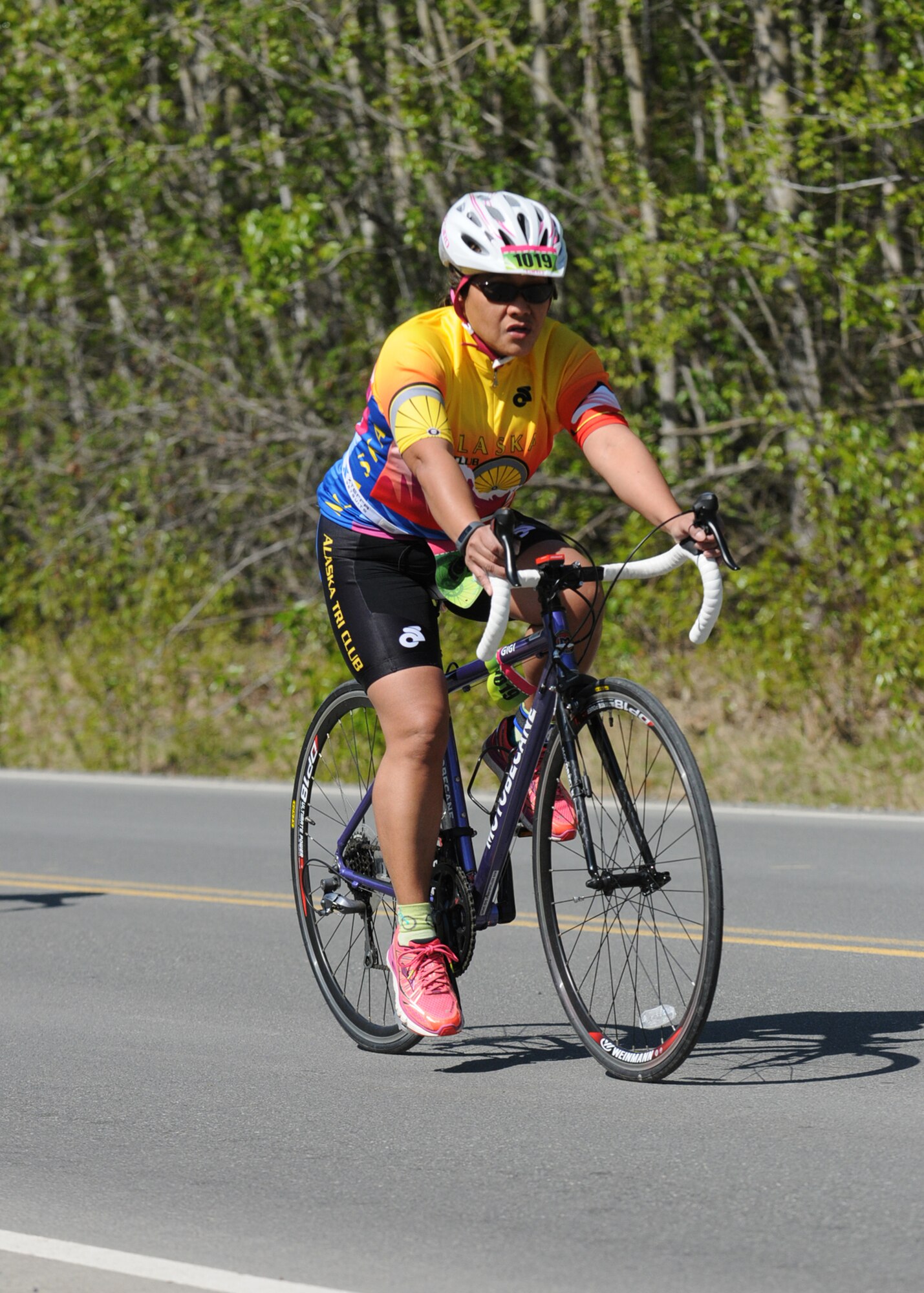 Maj. Gina Gorski, 477th Aerospace Medicine Flight interim commander and operations officer, participates in an annual triathlon in Anchorage, Alaska May 17. Gorski, who says participating in a triathlon was a life-long dream, hopes her participation in events like this encourages others to set goals and follow through with them. (Photo courtesy of Alaska Focus Photography)