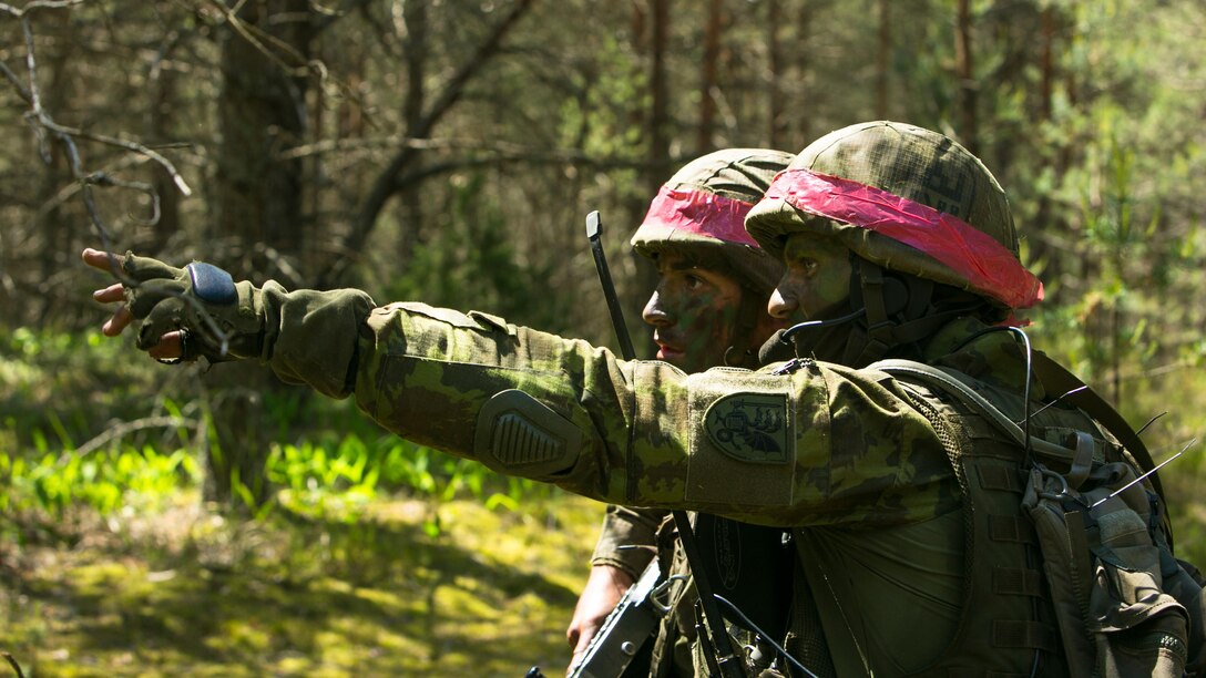 Lithuanian soldiers and U.S. Marines from the Black Sea Rotational Force engaged opposition forces in a partnered attack during Exercise Saber Strike at the Pabrade Training Area, Lithuania, June 15, 2015. Fifteen nations and more than 7,000 service members took part in Saber Strike to promote security and cooperation in the region. 