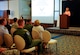 Secretary of the Air Force Deborah Lee James speaks to U.S. Air Forces in Europe and Air Forces Africa personnel during an all call June 19, 2015, at Ramstein Air Base, Germany. James attended the all call during her brief stop at Ramstein, addressed the crowd on current topics in the Air Force and answered questions from the audience. (U.S. Air Force photo/Staff Sgt. Leslie Keopka)