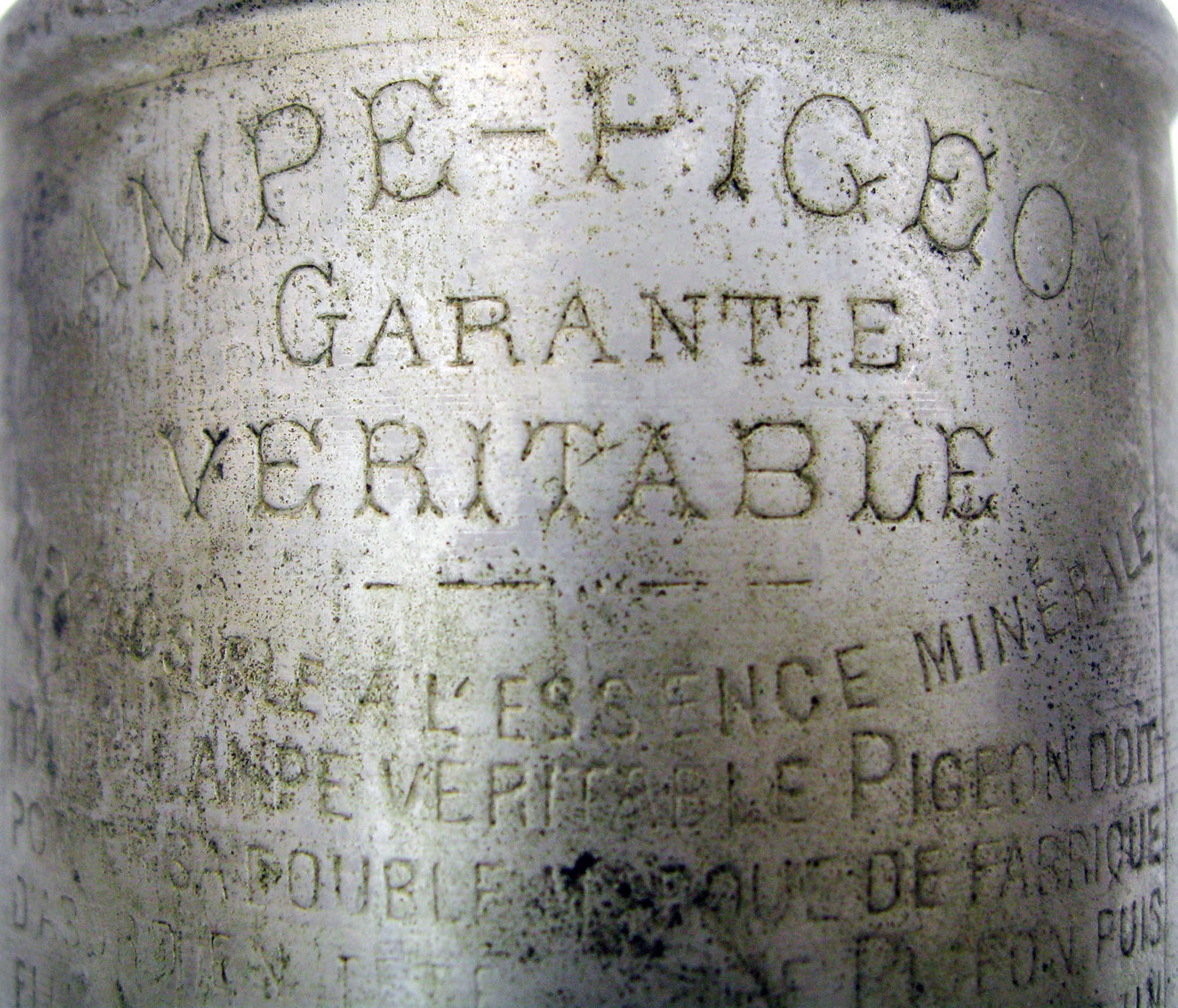 This kerosene lamp was used during World War I by Sgt. 1st Class A.B. Curran of the 103rd Aero Squadron, American Expeditionary Force, Air Service. This lamp was manufactured to burn mineral spirits but could also burn kerosene. Curran used kerosene to fuel this lamp as the supply of mineral spirits was limited during the war. (U.S. Air Force photo)