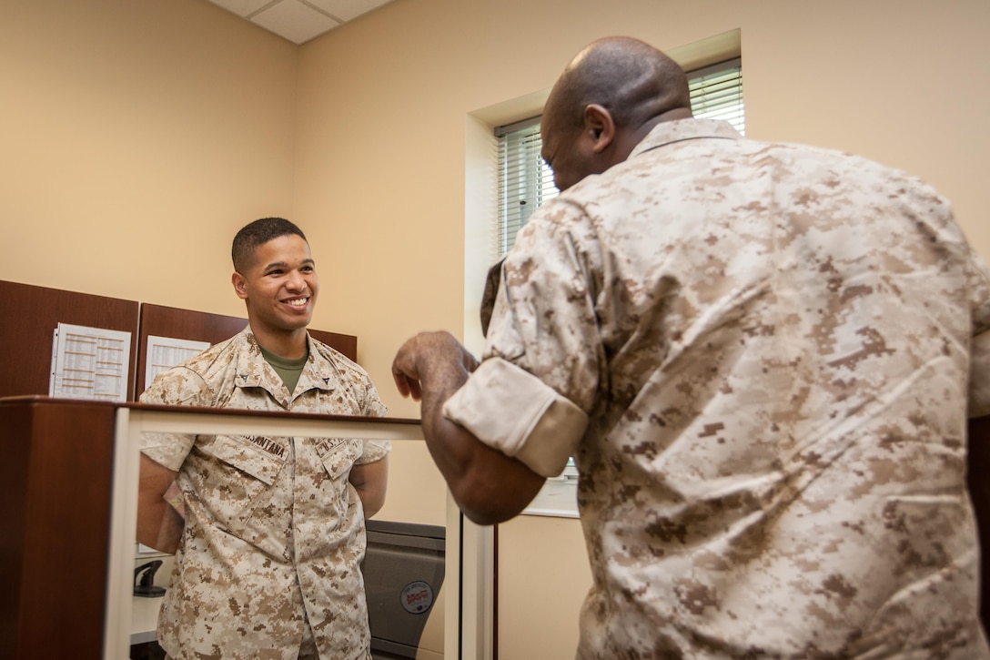 Sgt. Maj. Ronald L. Green, the 18th Sergeant Major of the Marine Corps, visits and speaks to Marines assigned to The Basic School and the Officer Canidate School aboard Quantico, Va., June 22, 2015. (U.S. Marine Corps photo by Sgt. Melissa Marnell/Released)