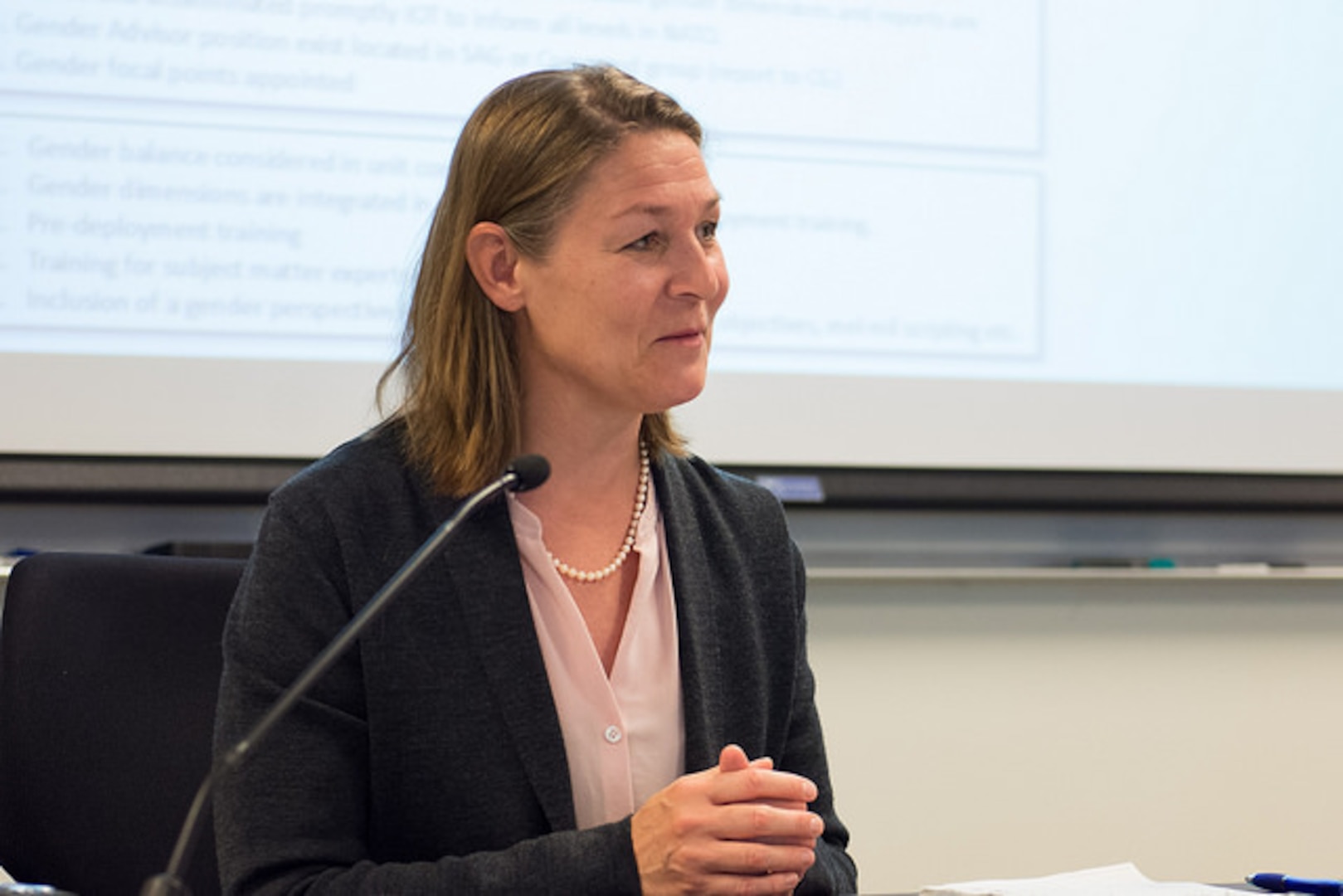 Charlotte Isaksson, Gender Advisor to Supreme Allied Commander Europe & Allied Command Operations, speaks to a joint CISA/INSS brown-bag event on NATO’s efforts to integrate gender across its operations.