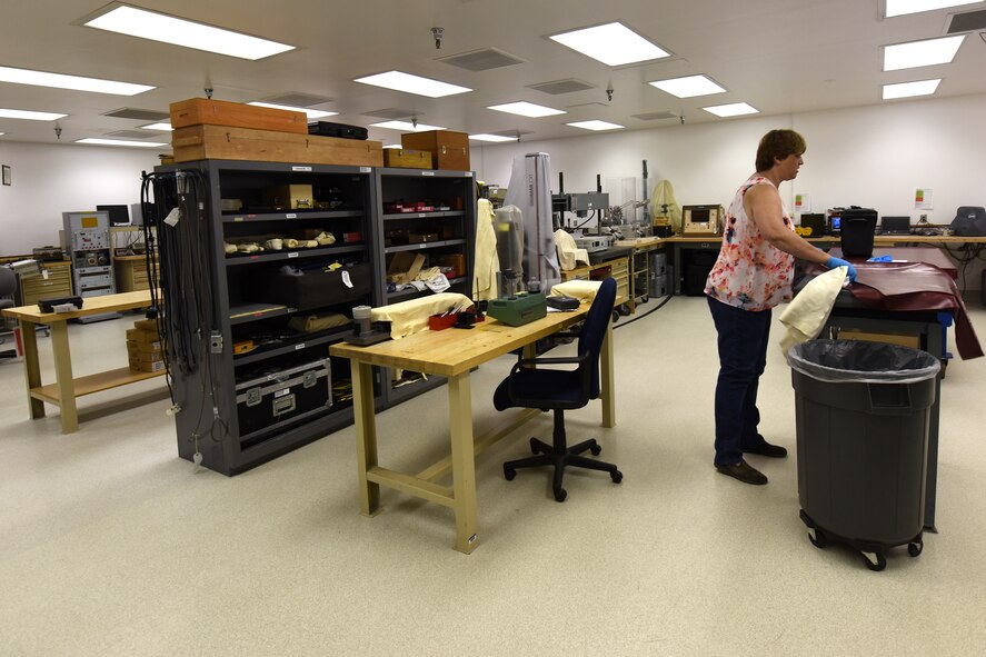 Candice Brown, 341st Maintenance Operation Squadron Precision Measurement Equipment Laboratory technician, uses a gauge block for linear measurements June 23, 2015, at Malmstrom Air Force Base, Mont.  The average week of work orders vary but the PMEL shop averages more than 300 a month and more than 4,000 requests every six months. (U.S. Air Force photo/Chris Willis)