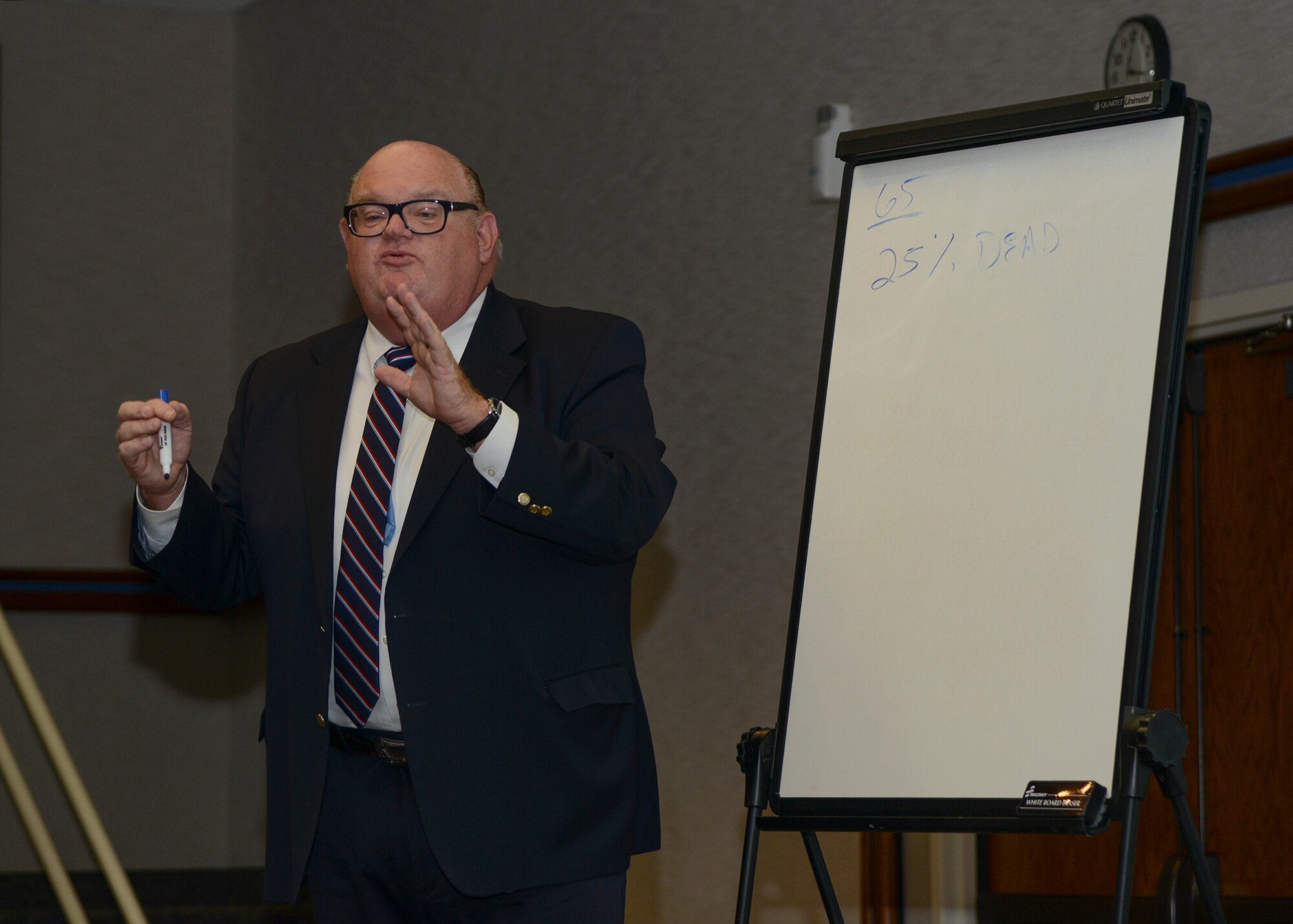 Financial Advisor Scott Alexander taught home buyer’s seminar attendees how to financially prepare for home ownership, outlining the various types of loans available to buyers. (U.S. Air Force photo by Rebecca Amber)