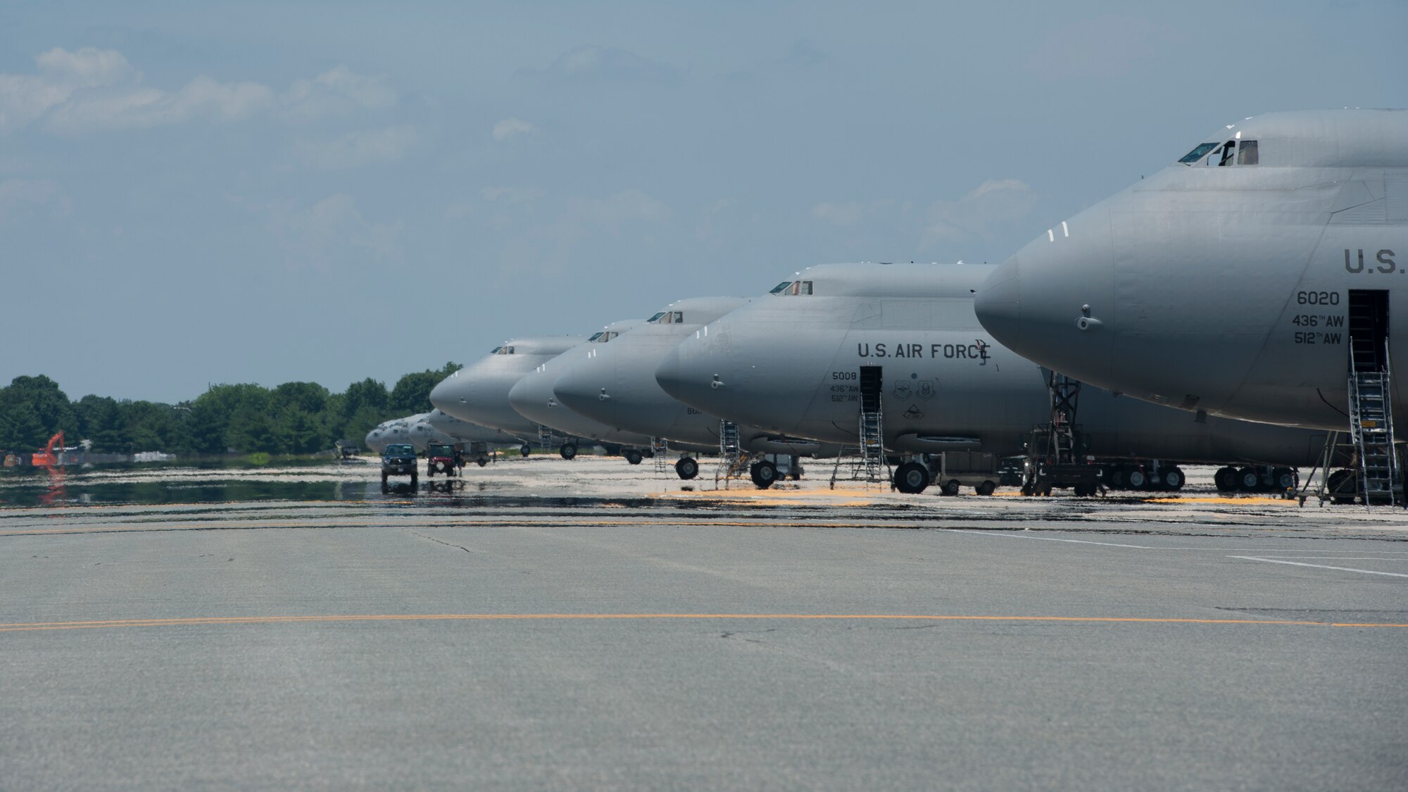 Heat wave distortion can be seen rising off the flight line June 22, 2015, at Dover Air Force Base, Del. The heat index on the flight line regularly rises above 100 degrees Fahrenheit during the summer months. (U.S. Air Force photo/Airman 1st Class Zachary Cacicia)