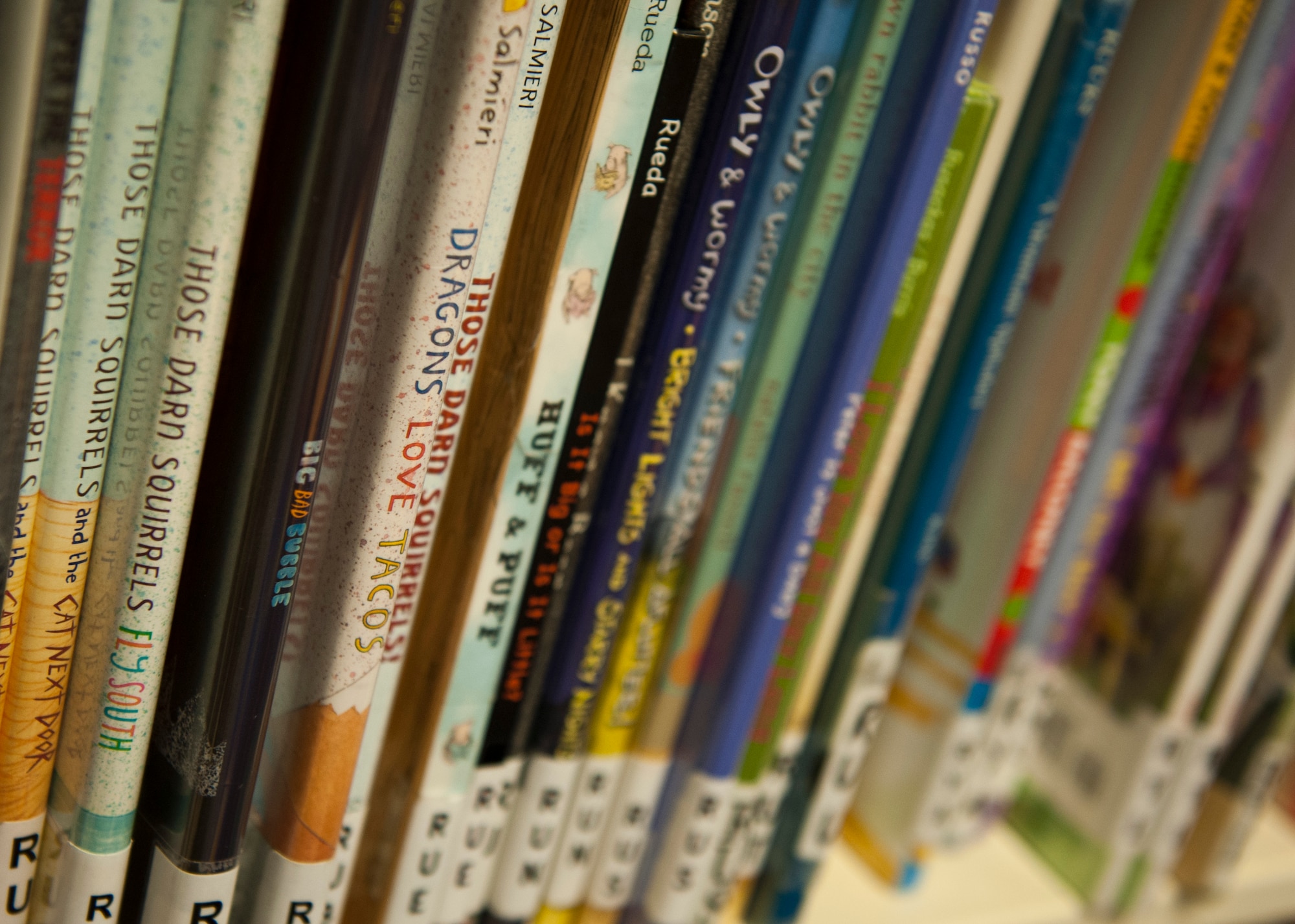 PETERSON AIR FORCE BASE, Colo. – Children’s books line the shelves for kids to explore and read at the Peterson AFB Library, June 16. Airmen and their families can sign up for the summer reading program, “Read to the Rhythm,” from now until its end-of-program party July 18. (U.S. Air Force photo by Airman 1st Class Rose Gudex)