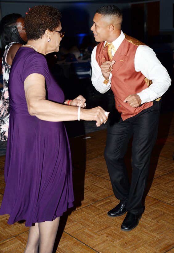 Marines from Marine Corps Logistics Base Albany and Marine Corps Logistics Command participate in the 12th annual Senior Citizens Prom held at the Albany James H. Gray Sr. Civic Center, June 19.  
The event is hosted by the Albany Recreation and Parks Department for area seniors as a way for them to enjoy themselves in a safe environment with their peers.  
"They look forward to this event every year and they love seeing the Marines and police officers who volunteer their time to escort and dance with them," said Tee Taylor, program coordinator. "We miss the Marines in their uniforms this year, but they still look good and you can still tell they are Marines."
