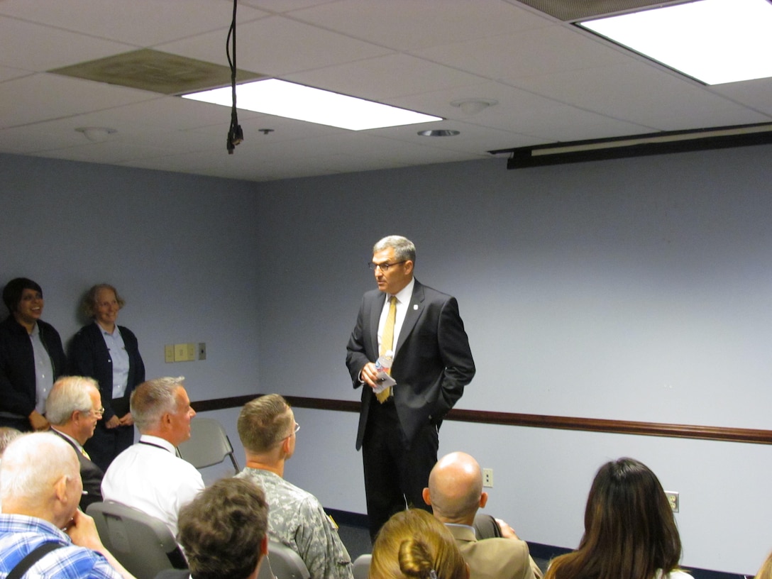 Michael S. Linnington, director of the Defense POW/MIA Accounting Agency (DPAA) addresses the DPAA team in Arlington, Va.