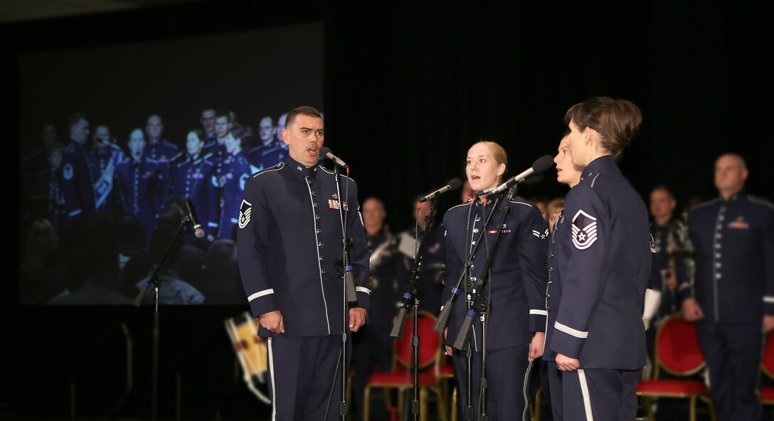 MSgt Alex Vieira, A1C Katherine Stites, TSgt Julie Taylor, and MSgt Susan Govier beautifully performed the Canadian and American national anthems for the annual Colorado Springs Salute to the Armed Forces luncheon.  