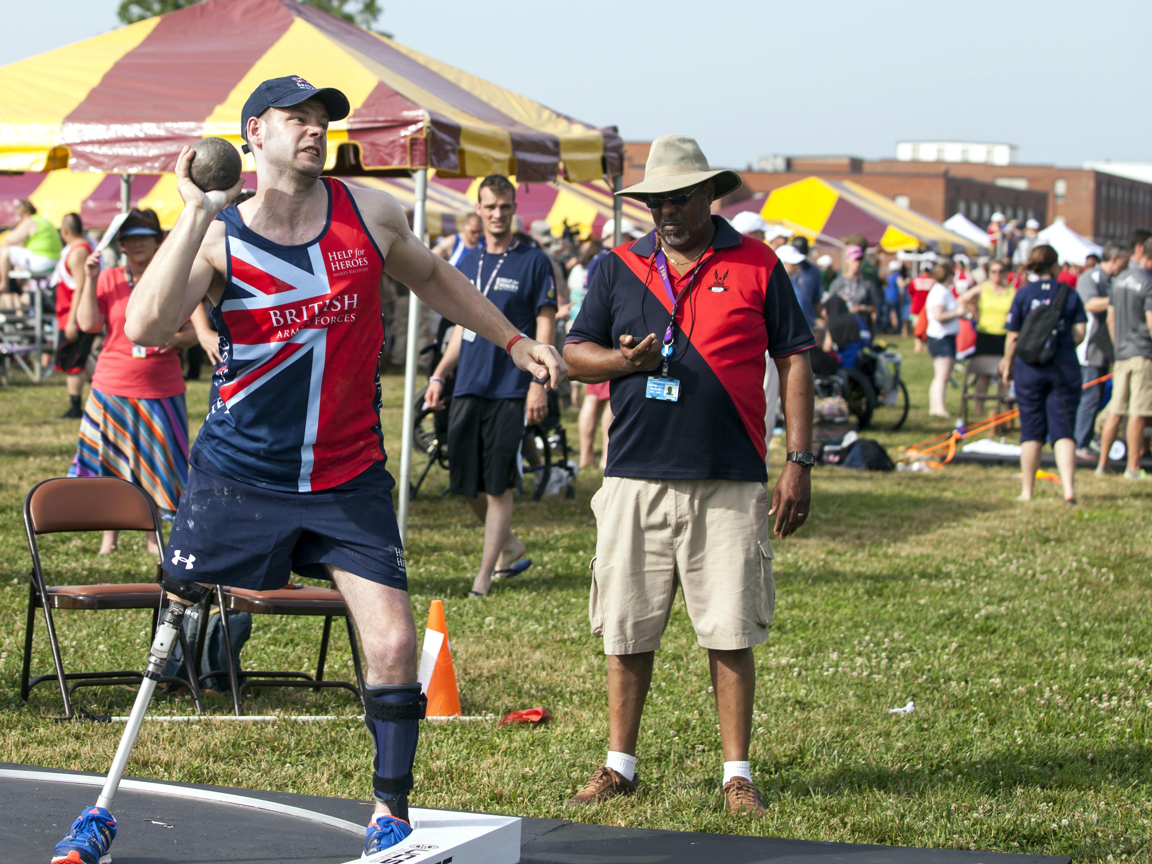 British Army Veteran Sapper Andrew Roberts Throws The Shot Put