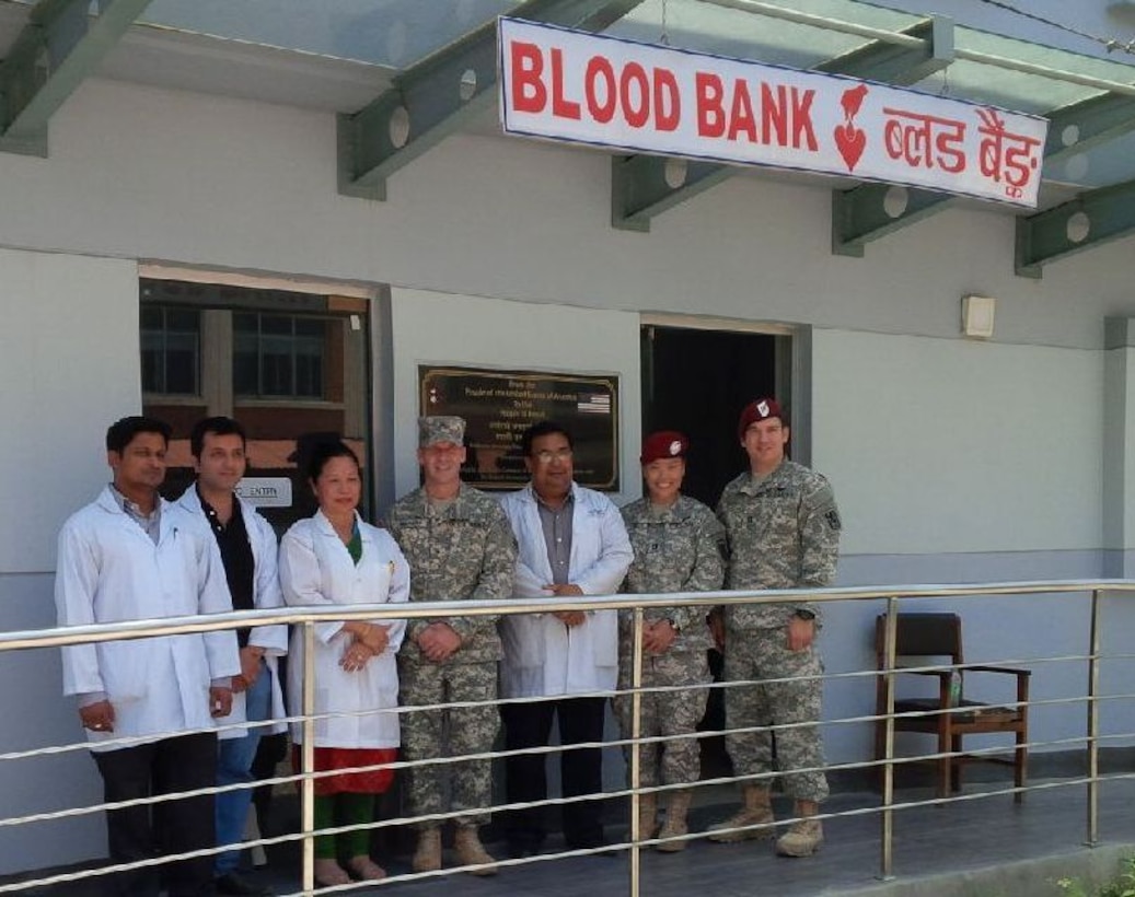 Brig. Gen. Jeffrey Milhorn, deputy commanding general-support for Joint Task Force 505 during Operation Sahyogi Haat and commanding general of the Pacific Ocean Division, visited the blood center constructed by the Alaska District at the Tribhuvan University Teaching Hospital in Kathmandu following the deadly earthquakes in April and May. The facility suffered no damage in the earthquake and remained operable. 