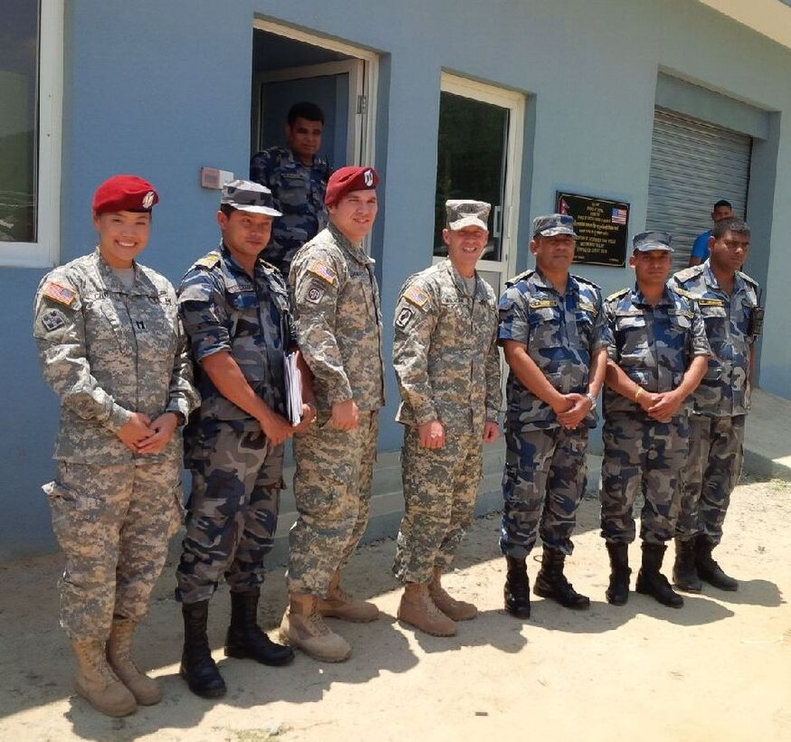 Brig. Gen. Jeffrey Milhorn, deputy commanding general-support for Joint Task Force 505 during Operation Sahyogi Haat and commanding general of the Pacific Ocean Division, visited the Corps-built water well located at the Nepal Armed Police Force Headquarters in Halchowk, Kathmandu. Milhorn observed that the well survived the earthquake with minor repairs and provided water for more than 5,000 displaced citizens. The district managed the $1.3 million installation of seven wells, which range from 500 feet to 1,000 feet deep. Each one is complete with more than 6,500 gallons of water storage capacity, filtration system and emergency generator. Located throughout Kathmandu, each well can provide potable water for up to 15,000 people following a disaster event.