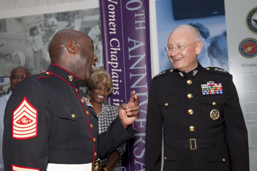 Sgt. Maj. Ronald L. Green, the 18th Sergeant Major of the Marine Corps, attends a reception prior to a Sunset Parade at the Women in Military Service for America Memorial, Arlington, Va., June 23, 2015. (U.S. Marine Corps photo by Lance. Cpl. Alejandro Sierras/Released)