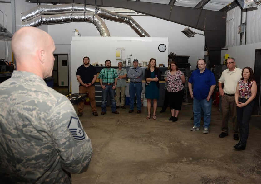 Civilian Mentoring Connection tours different squadrons and organizations on Sheppard Air Force Base, Texas, April 7, 2015, that employ civilians while also featuring a briefing covering a topic relevant to civilians presented by a senior civilian from that organization.
The 82nd Training Wing Civilian Mentoring Program continues to provide career development opportunities for Sheppard civilians by developing partnerships among personnel to share experiences and expertise to facilitate growth and development. (U.S. Air Force photo/Senior Airman Robert L. McIlrath)