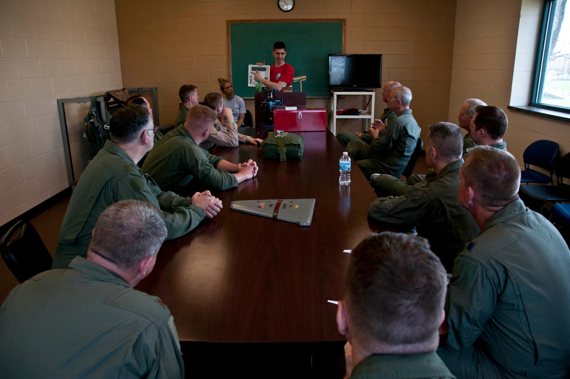 Members of the 164th Airlift Squadron, Mansfield, Ohio, perform annual water survival refresher training April 12, 2015, at the YMCA in Galion, Ohio. The 275th Akron Canton Flying Squadron of the Civil Air Patrol joined the training for the first time. (U.S. Air National Guard Photo by Tech. Sgt. Joe Harwood\Released)