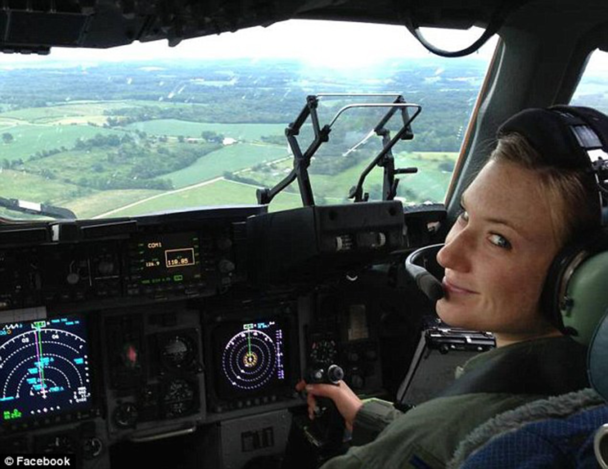 Capt. Jennifer Byrne, a C-17 pilot with the 89th Airlift Squadron, takes to the skies during a training flight April 10, 2015 . (Courtesy photo)