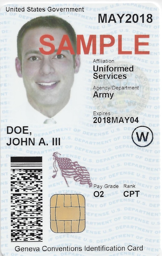 New DoD common access cards will aid security officials who are visually color impaired by adding encircled letters “W” for military and civilian employees, “G” for contractors and “B” for foreign nationals. Courtesy image