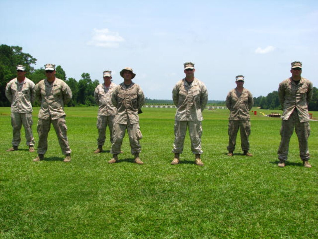 26 Jun 2015 - From left to right
Alpha Coach of the week
Sgt Bishop, Scott D. with RSU  

Alpha High shooter
Sgt Martin Travis B with 2D MLG

Bravo Coach of the week
Cpl Nelson, Drake W. with 2D AAV BN

Bravo High Shooter Left To Right
Cpl Rueter, JE, scored a 336 With 2D MARDIV
Capt Spitznogle, EW, scored a 336 With 2D MARDIV

Charlie Range Coach Of the week.
Cpl Patrick, Benjamin D. with 2D LAR

Charlie Range High Shooter
Cpl Weible, Matthew J. scored 335 with 2D LAR