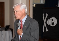 Retired U.S. Air Force Lt. Col. Barry Bridger, Vietnam veteran and former prisoner of war, addresses attendees about perseverance and staying true to his nation despite enduring both physical and psychological abuse at the hands of his captors during the “FAIP-a-Palooza” conference at Joint Base San Antonio-Randolph, Texas, June 26, 2015.  The conference was hosted by the 12th Flying Training Wing to provide First Assignment Instructor Pilots (FAIP) across Air Education and Training Command officer professional development information and stimulate cross-talk amongst FAIPs.  (U.S. Air Force photo/Dan Hawkins)