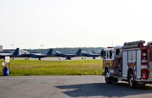 U.S. Air Force firefighters with the 673rd Civil Engineer Squadron, answer a Flight Line 911 call during Exercise Northern Edge 2015 at Joint Base Elmendorf-Richardson, Alaska, June 23, 2015. NE15 is Alaska’s premier joint training exercise designed to practice operations, techniques and procedures as well as enhance interoperability among the services. Thousands of participants from all services from active duty, Reserve and National Guard units are involved. (U.S. Army photo by Sgt. Brian Ragin/Released)