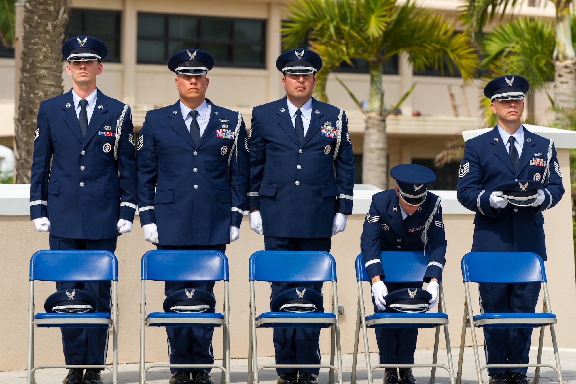 A memorial ceremony was held by Rescue Warriors of the 920th Rescue Wing, Patrick Air Force Base, Florida, to honor the memory and service of five Rescue Airmen who lost their lives 19 years earlier after a terrorist bombing of the Khobar Towers, a dormitory where Airmen were housed while deployed. (U.S. Air Force photo/Matthew Jurgens)