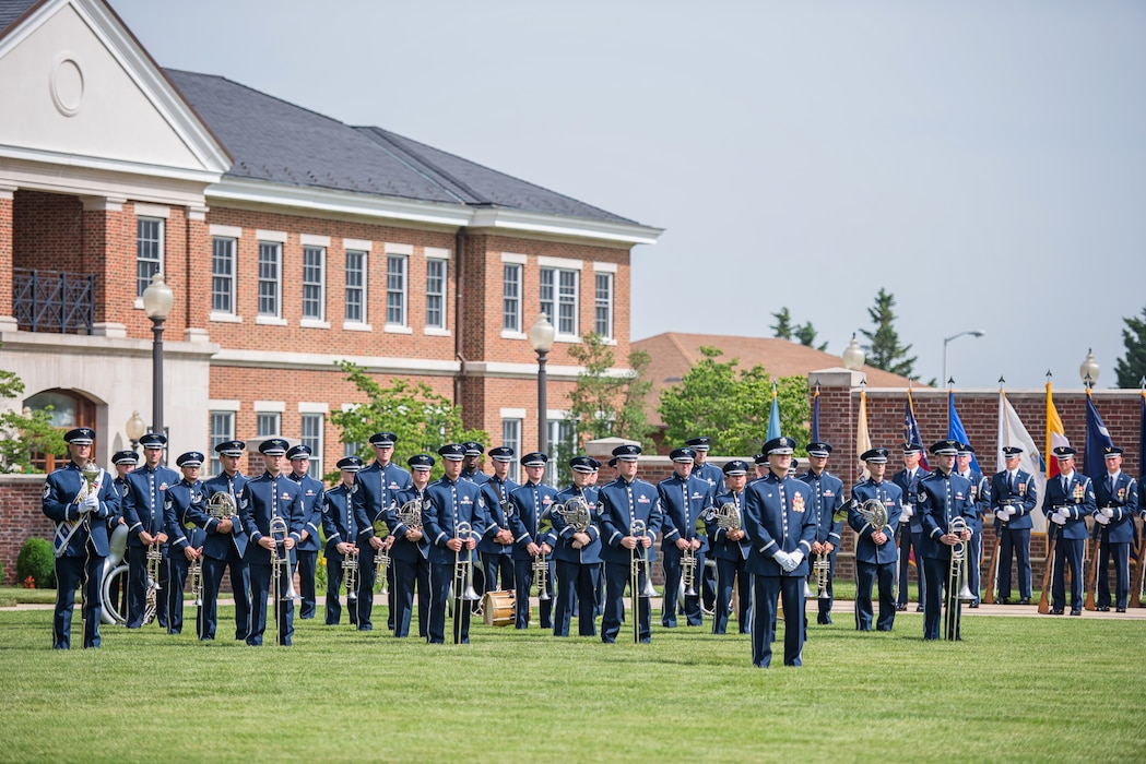 The Ceremonial Brass played on the Ceremonial Lawn at Joint Base Anacostia-Bolling on June 22nd as part of the Change of Command ceremony for the 11th Ops Group. (U.S. Air Force photo by Senior Master Sgt. Kevin Burns/ released)
