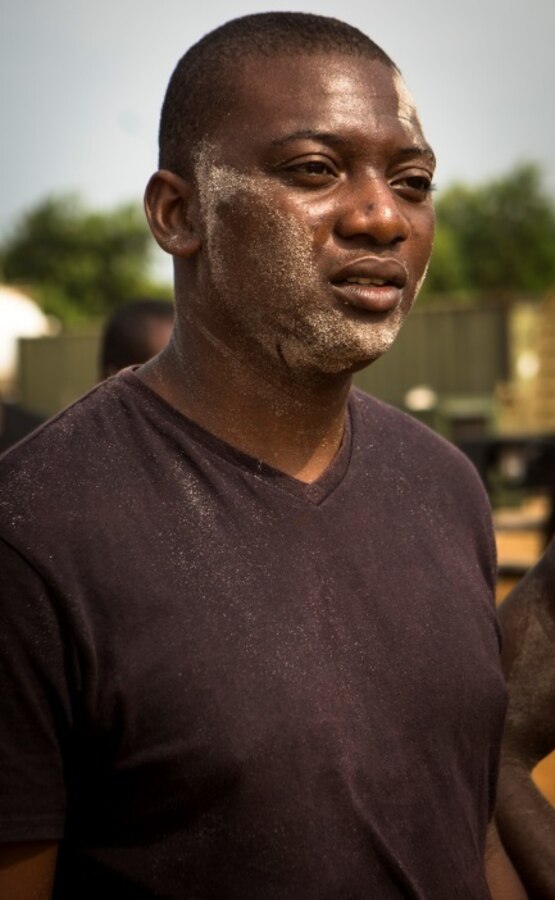 A Gabonese Gendarmerie service member waits to start a circuit course at a Cooperative Security Location established by U.S. Marines with Special-Purpose Marine Air-Ground Task Force Crisis Response-Africa in Libreville, Gabon, June 24, 2015. The circuit course tested the Gabonese Gendarmerie’s ability to remain calm and put their training to the test under fatigue and stress. The Marines, who are based out of Morón Air Base, Spain, are currently validating their forward-staging capabilities aboard the CSL while building partnerships with their Gabonese counterparts. (U.S. Marine Corps photograph by Lance Cpl. Christopher Mendoza/Released)