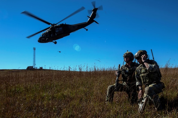 Airmen from the 17th Special Tactics Squadron out of Fort Benning, Ga., control airspace operations during exercise Jaded Thunder Oct. 29, 2014, in Salina, Kansas. Joint special operations forces, including the 17th STS, are trained together to ensure high proficiency for deployment requirements. The 17th STS of the 24th Special Operations Wing provides precision air strikes for joint ground special operation forces. (U.S. Air Force photo/Senior Airman James Richardson)