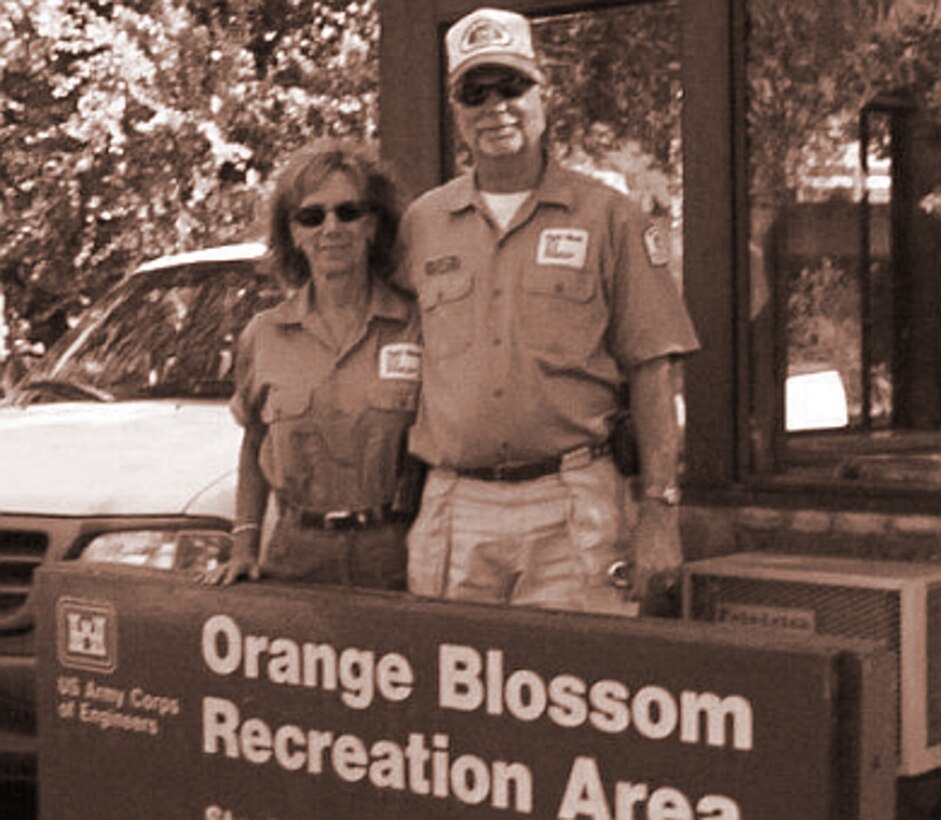 Love camping at your U.S. Army Corps of Engineers parks and lakes? Learn about Corps volunteer positions all around the U.S. Pictured are Geneva and Jeff Jones helping campers at Stanislaus River Parks near Knights Ferry, California.