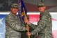 Col. Mark Slocum (left), 4th Fighter Wing commander, passes the guidon to Col. Paul Conner, incoming 4th Medical Group commander, during a change of command ceremony, June 25, 2015, at Seymour Johnson Air Force Base, North Carolina. Conner is a board-certified healthcare administrator and previously served as the chief financial officer and director of business operations for the San Antonio Military Health System. (U.S. Air Force photo/Senior Airman Brittain Crolley)