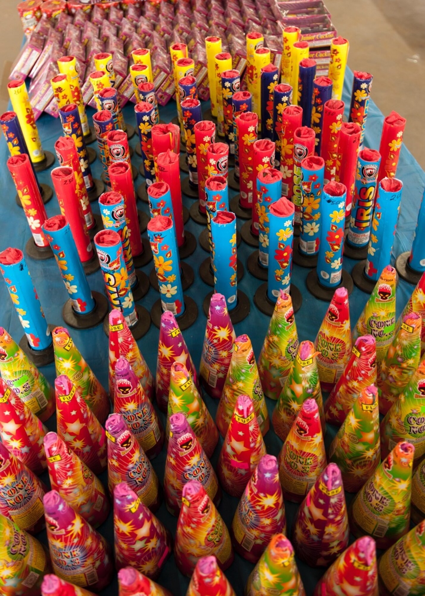 Fireworks line the tables at Amy's Fireworks on Highway 70 just outside
Holloman Air Force Base, N.M. June 29, 2015. The 49th Wing wants to remind
everyone that there is a strict no fireworks policy on Holloman and that
there are different rules depending where you are located. (Courtesy Photo
by the 49th Wing Public Affairs Office)
