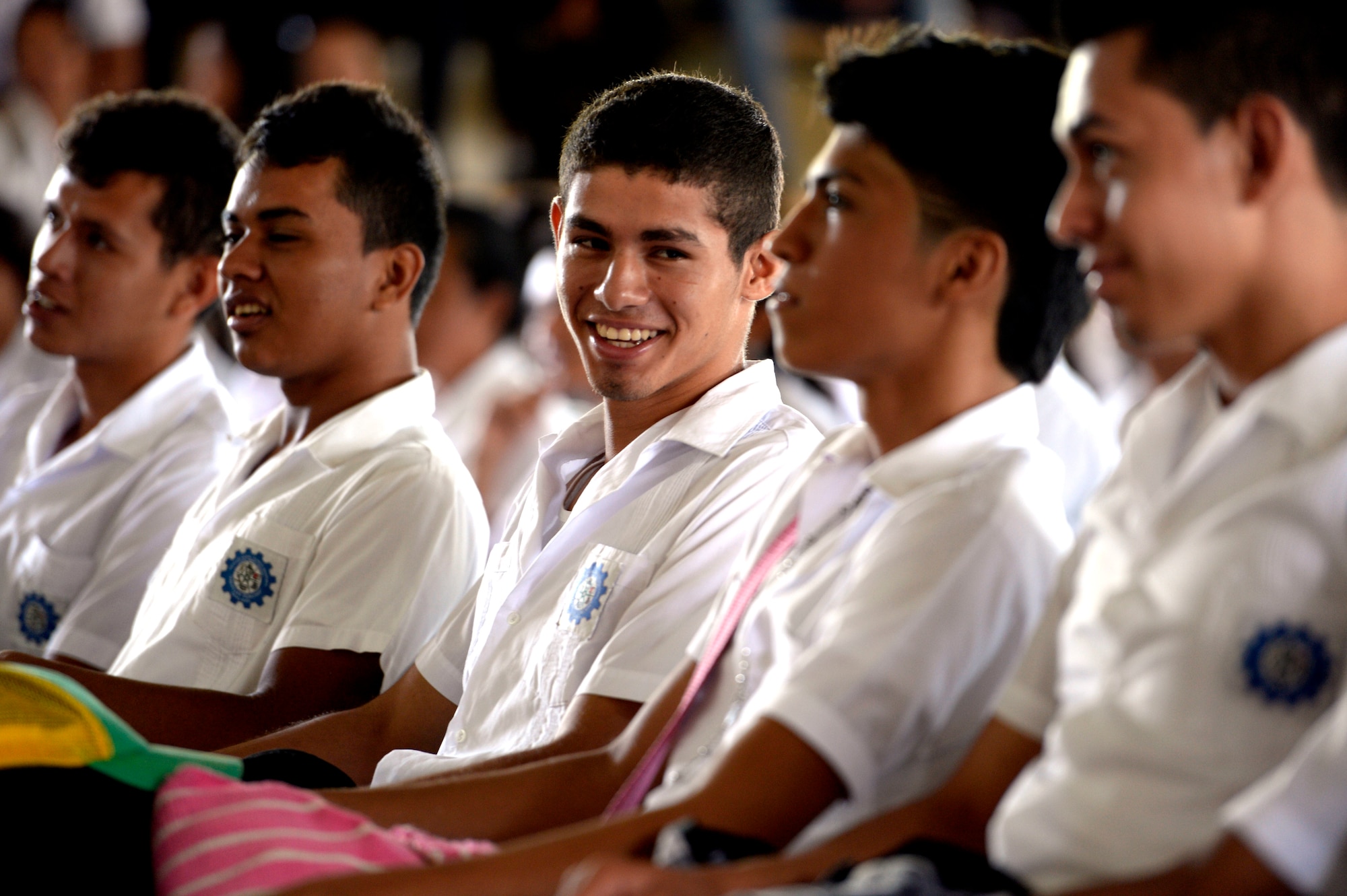 Froylan Turcios Industrial Technical Institute students attend a class about malaria, chikungunya and other prevalent mosquito transmitted diseases throughout Honduras at their school in Tocoa, Honduras, June 23, 2015. The class was organized by the Tocoa-based vector-borne disease surveillance team and is part of the NEW HORIZONS Honduras 2015 training exercise. NEW HORIZONS was launched in the 1980s and is an annual joint humanitarian assistance exercise that U.S. Southern Command conducts with a partner nation in Central America, South America or the Caribbean. The exercise improves joint training readiness of U.S. and partner nation civil engineers, medical professionals and support personnel through humanitarian assistance activities. (U.S. Air Force photo by Capt. David J. Murphy/Released)