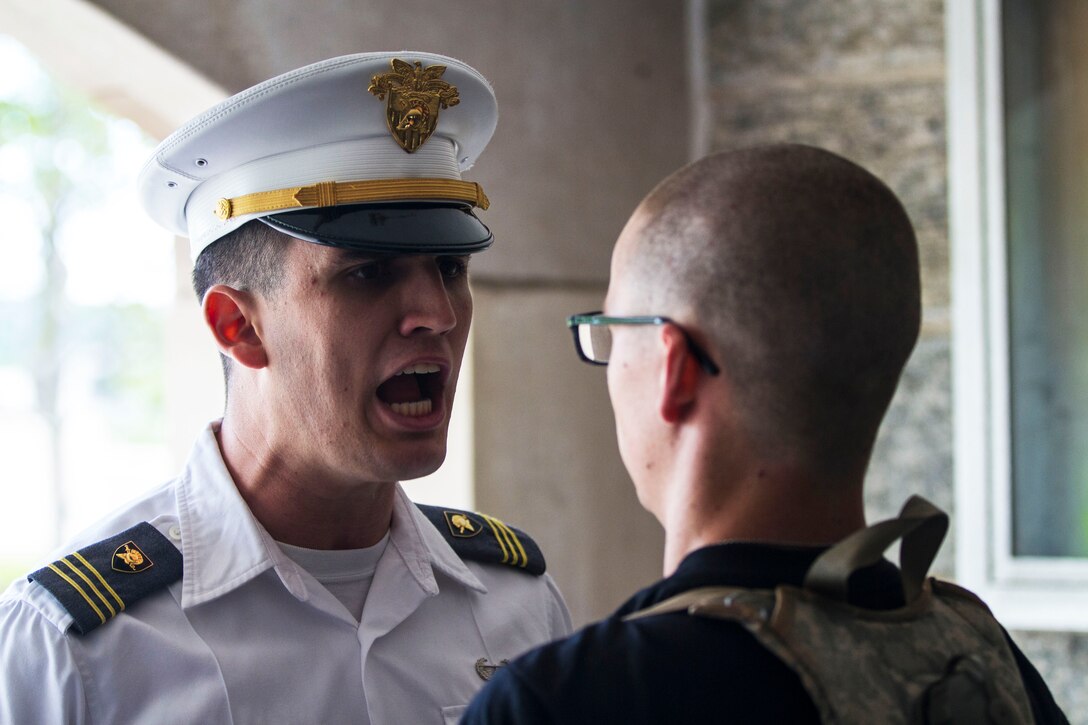 Before reporting to the Company 1st Sgt. on R-day at the United States Military Academy at West Point, future cadets must first prove they have mastered the skill by reporting to a Cow, or Cadet in his third year at the Academy. About 1,300 future Cadets report each year to the Academy on R-day which is typically held on the last Monday in June. ()