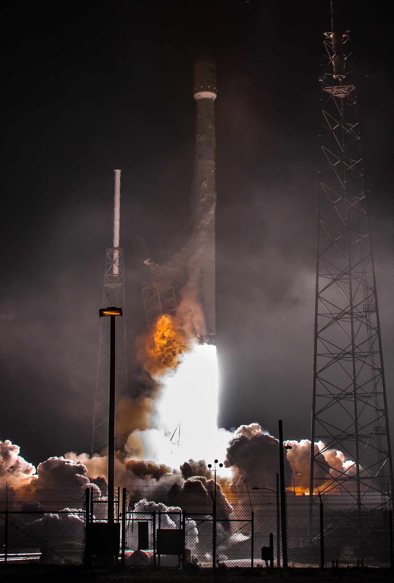 The U.S. Air Force's 45th Space Wing successfully launched the SpaceX Falcon 9 mission of the EUTELSAT 115 West B and ABS-3A communications satellites March 1, 2015, at 10:50 p.m. from Launch Complex 40, Cape Canaveral Air Force Station, Fla. (Courtesy photo/Mike Killian of AmericaSpace) (Limited Release) 