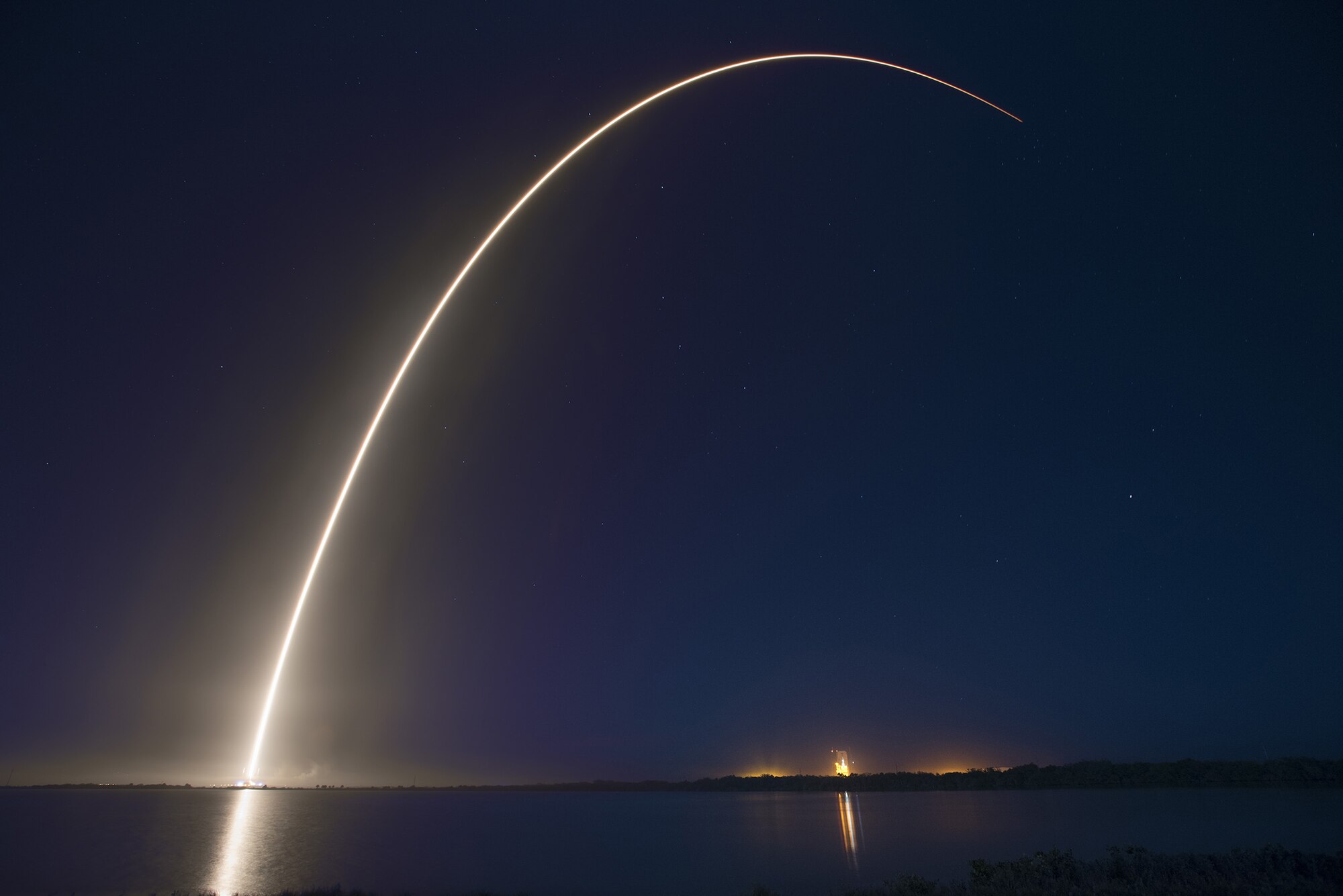 A SpaceX Falcon 9 rocket heads skyward to deploy a pair of communications satellites. (courtesey photo/SpaceX)