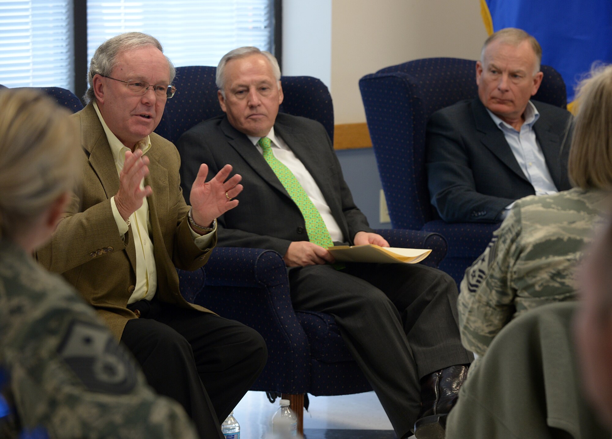 From left: former Ogden Air Logistics Complex commander, retired Maj. Gen. Kevin Sullivan; former commander of Air Force Materiel Command, retired General Bruce Carlson; and former director of Air and Space Operations for U.S. Air Forces in Europe, retired Maj. Gen. Jack Egginton. (U.S. Air Force/Alex R. Lloyd)