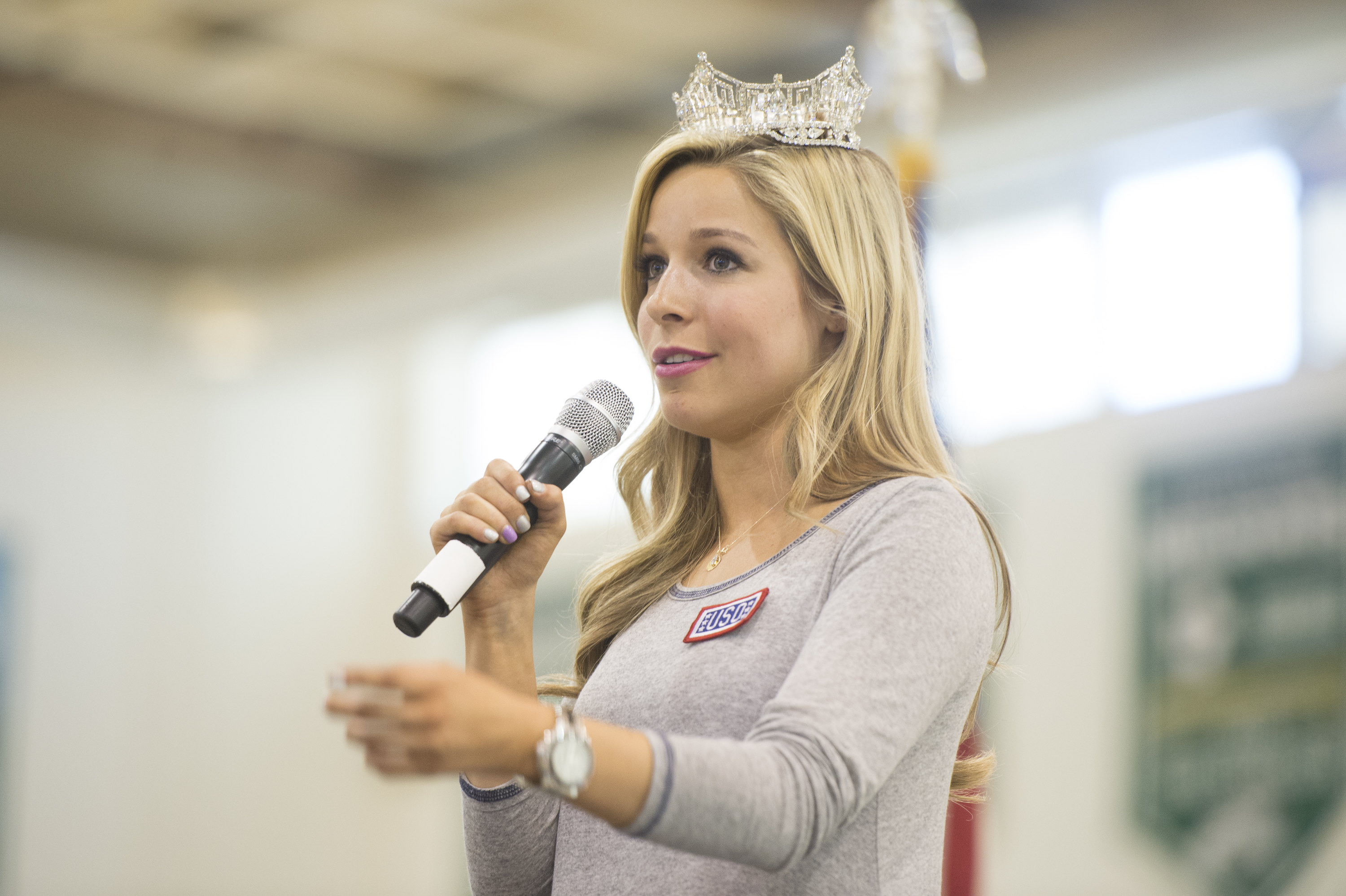 Miss America Kira Kazantsev Speaks To The Audience During The Uso Tour In Naples Italy March